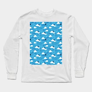 Fluffy Cloud Sunny Blue Sky Pattern Long Sleeve T-Shirt